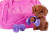 Barbie Fitness Doll, Red-Haired, with Puppy and 9 Accessories