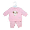 Baby Mode Quilted Top and Fleece Pant Set: Pink Puppy 9M