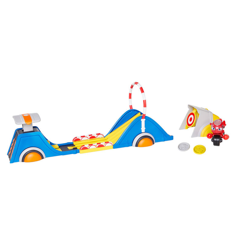 Ricky Zoom Speed & Stunt Playset featuring Ricky with 2 Rescue Accessories - Free Standing Toy Bike and Stunt Playset for Preschool Play - R Exclusive