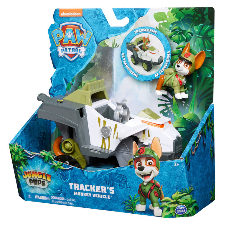 PAW Patrol Jungle Pups, Tracker's Monkey Vehicle, Camion avec figurine à collectionner