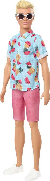 Barbie Ken Fashionistas Doll #152 - Blue Tropical-Print Shirt, Coral Shorts, White Shoes & White Sunglasses