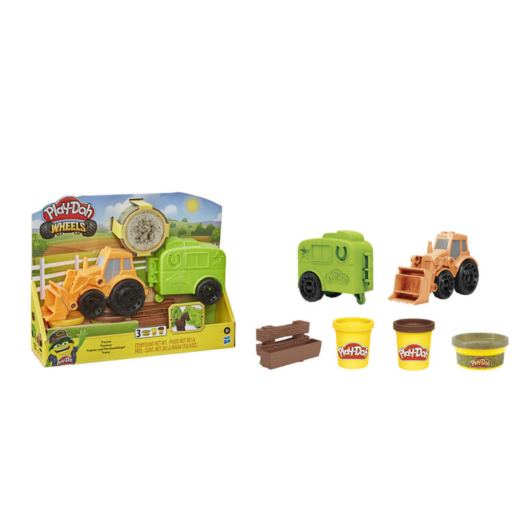 Play-Doh Wheels Tracteur de ferme, jouet pour enfants avec moule de remorque