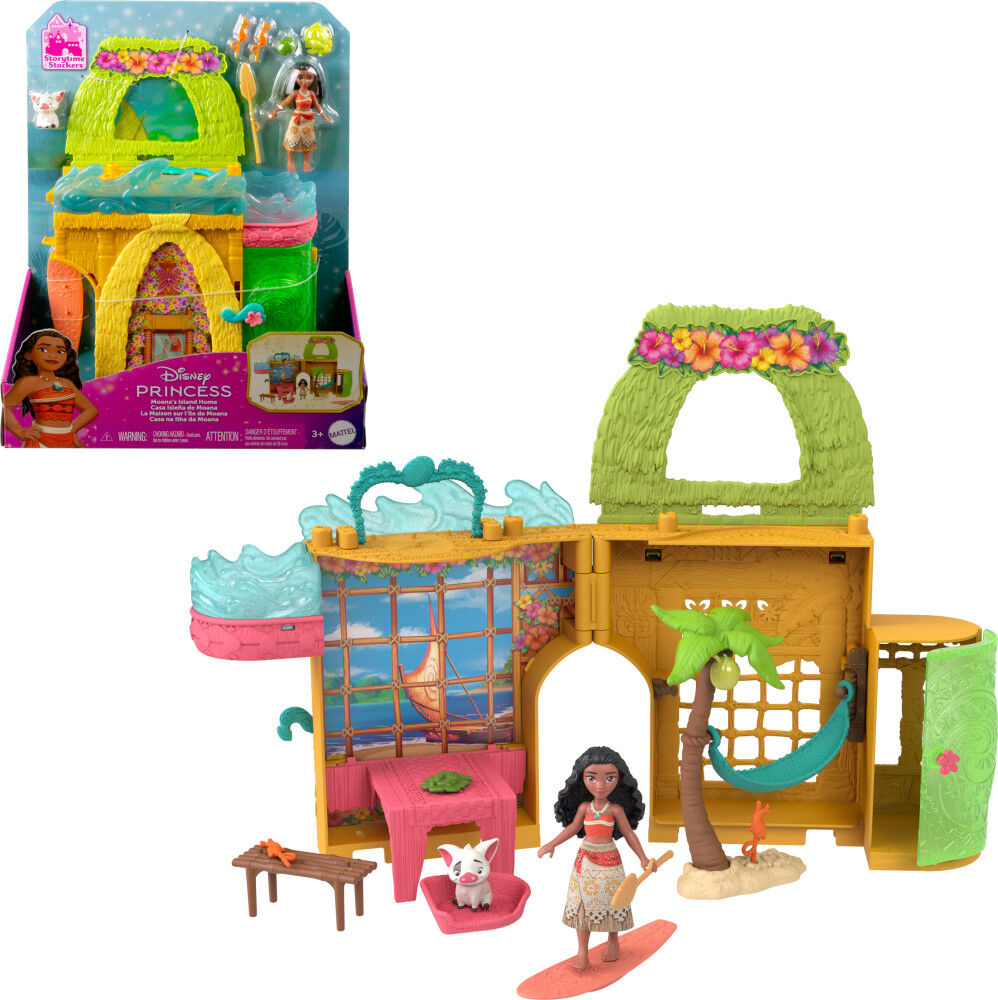 Disney Princess Moana s Island Home Stacking Doll House with Small Doll Figures 9 Play Pieces