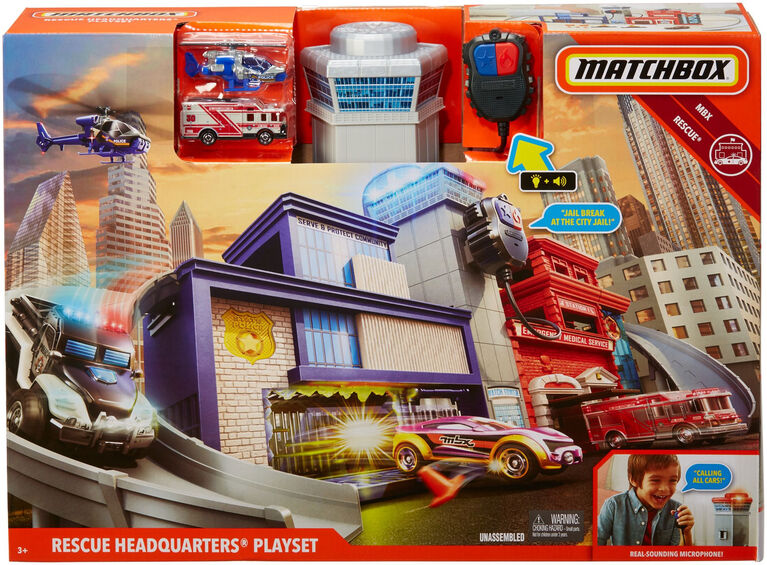 Matchbox - Coffret de jeu Quartier général de sauvetage des services de police et d'incendie