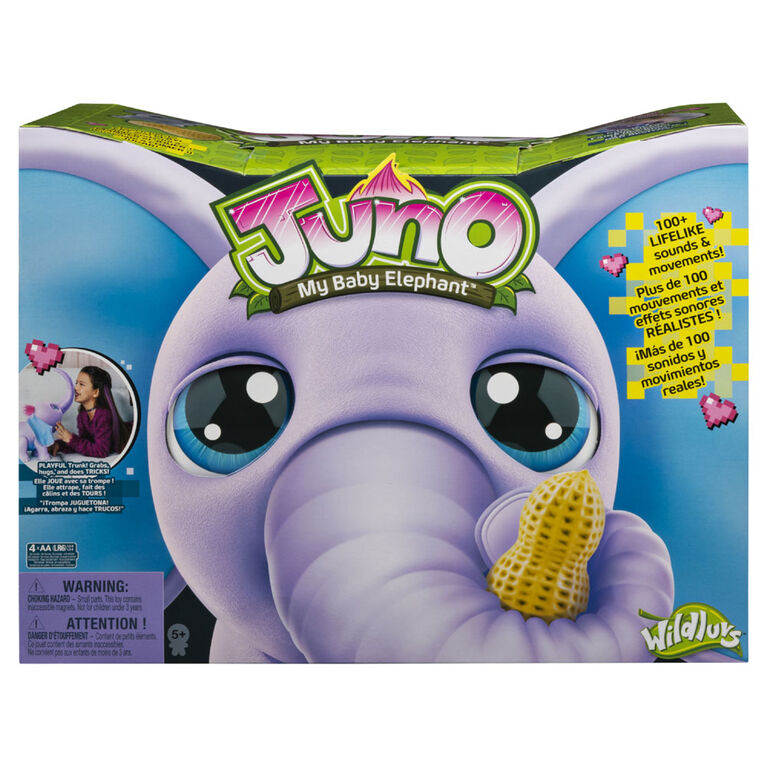 Wildluvs, Juno My Baby Elephant, Bébé éléphant interactif avec trompe mobile et plus de 150 sons et mouvements