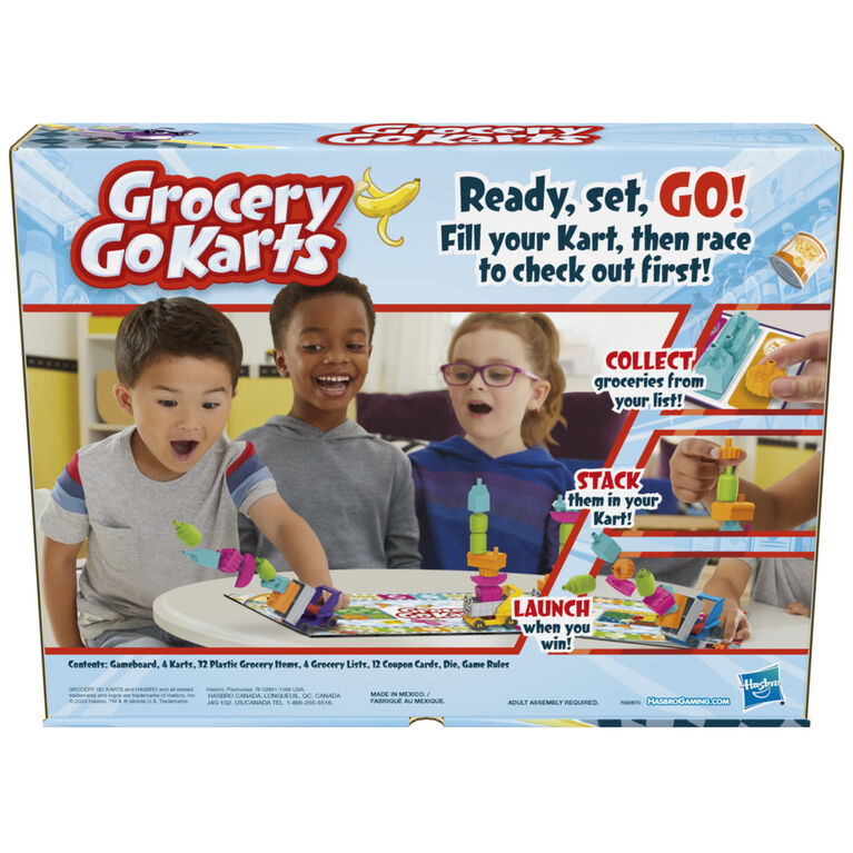 Grocery Go Karts Board Game for Preschoolers and Kids, Building Game with Mini Groceries, Preschool Games for 2-4 Players