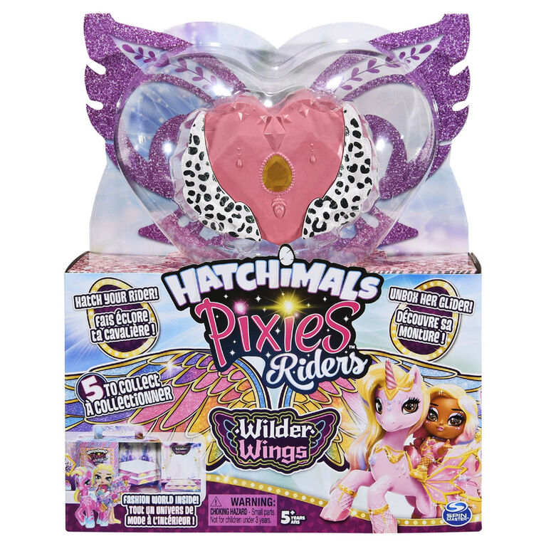 Hatchimals Pixies Riders, Wilder Wings Rhythm Rachel Pixie and Tigrette Glider with 16 Wing Accessories