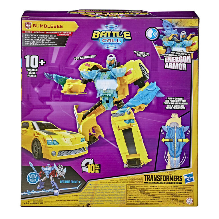 Transformers Bumblebee Cyberverse Adventures Battle Call Bumblebee, classe Officier, Energon Power activés par la voix, 25 cm - Édition anglaise
