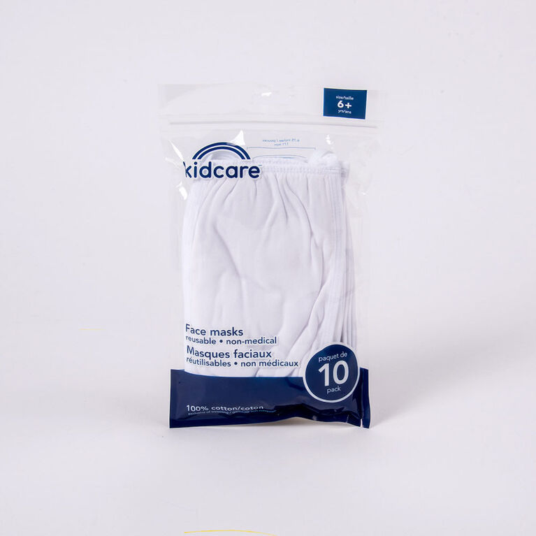 kidcare - Cloth Face Masks Value 10-pack - White
