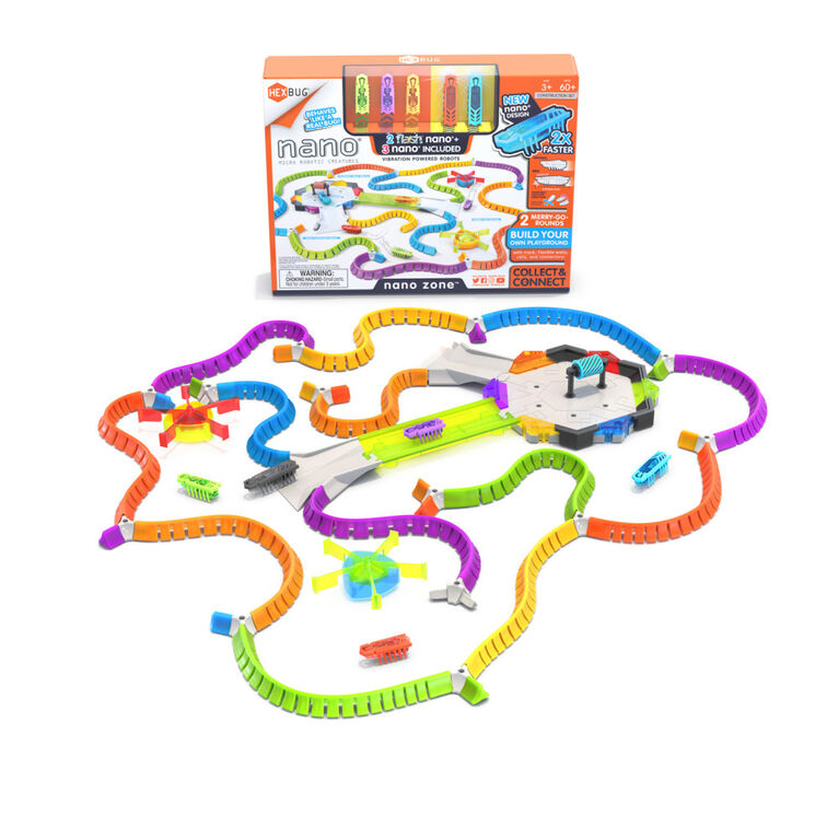 HEXBUG Flash Nano, Nano Zone, Coffret de jouets sensoriels colorés pour enfants, Construisez votre propre zone, plus de 60 pièces, piles fournies