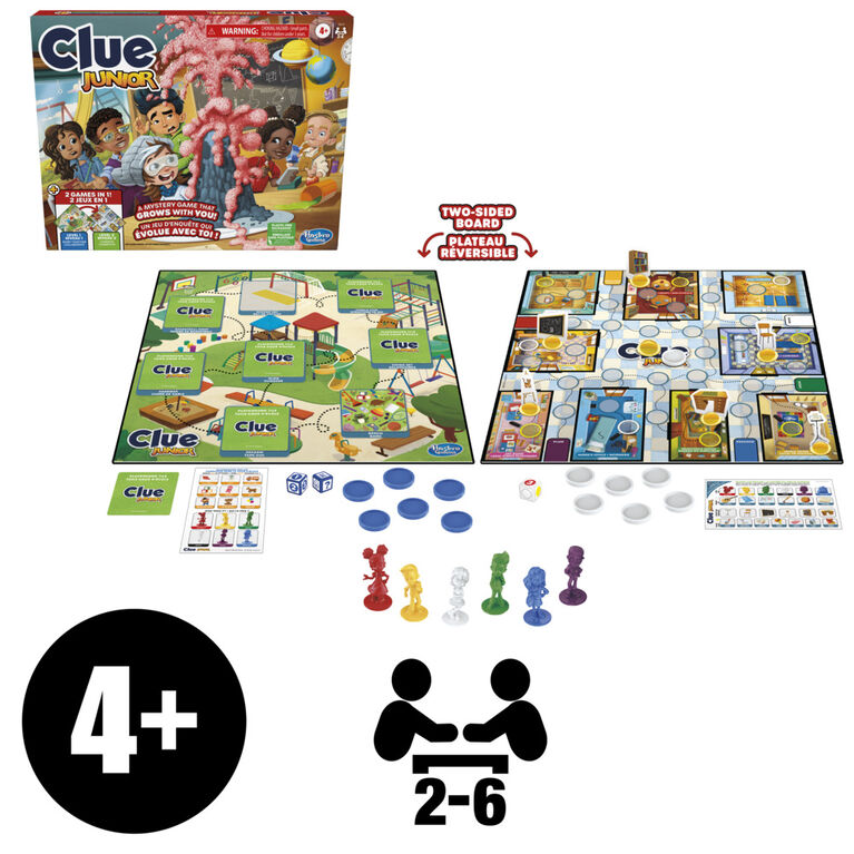 Clue Junior Game, 2-Sided Gameboard, 2 Games in 1, Clue Mystery Game for Younger Kids, Kids Board Games, Junior Games