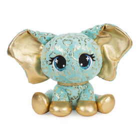 P.Lushes Designer Fashion Pets Bella L'Phante Limited Edition Elephant Stuffed Animal, Turquoise/Gold, 6"