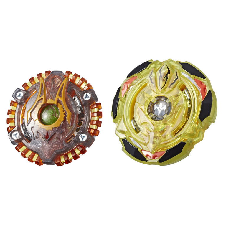 Beyblade Burst Turbo Slingshock - Duo Spiral Treptune T4 et Lava-X Anubion A4.