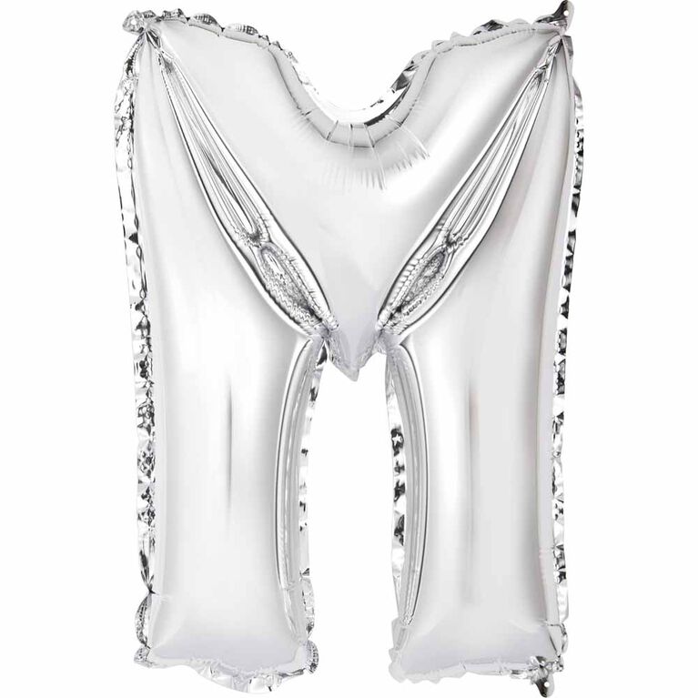 14" Silver Letter Balloons - M