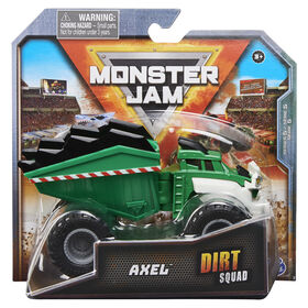 Monster Jam, Official Axel Dirt Squad Dump Truck Monster Truck with Moving Parts, 1:64 Scale Die-Cast Vehicle