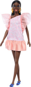Barbie Fashionistas Doll #216 with Tall Body, Black Straight Hair & Peach Dress, 65th Anniversary