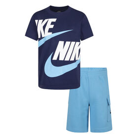 Nike Sportswear French Terry Cargo Shorts Set - Baltic Blue - Size 2T