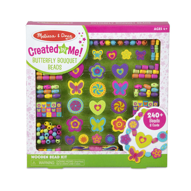 Melissa & Doug Créé par moi! Ensemble de perles en bois pour bouquet de papillons