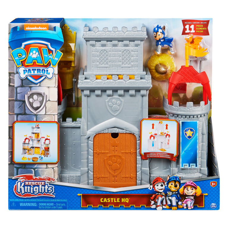 PAW Patrol, Rescue Knights Castle HQ Transforming 11-Piece Playset with Chase and Mini Dragon Draco Action Figures