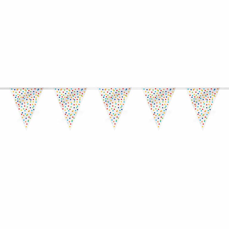 Rainbow Polka Dots Bannière de drapeau en plastique 12 pi  -Édition française