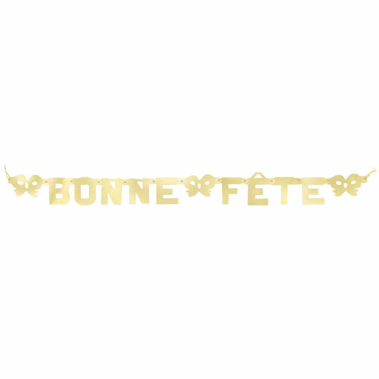 Bannière articulée "Bonne Fete" dorée - Édition française
