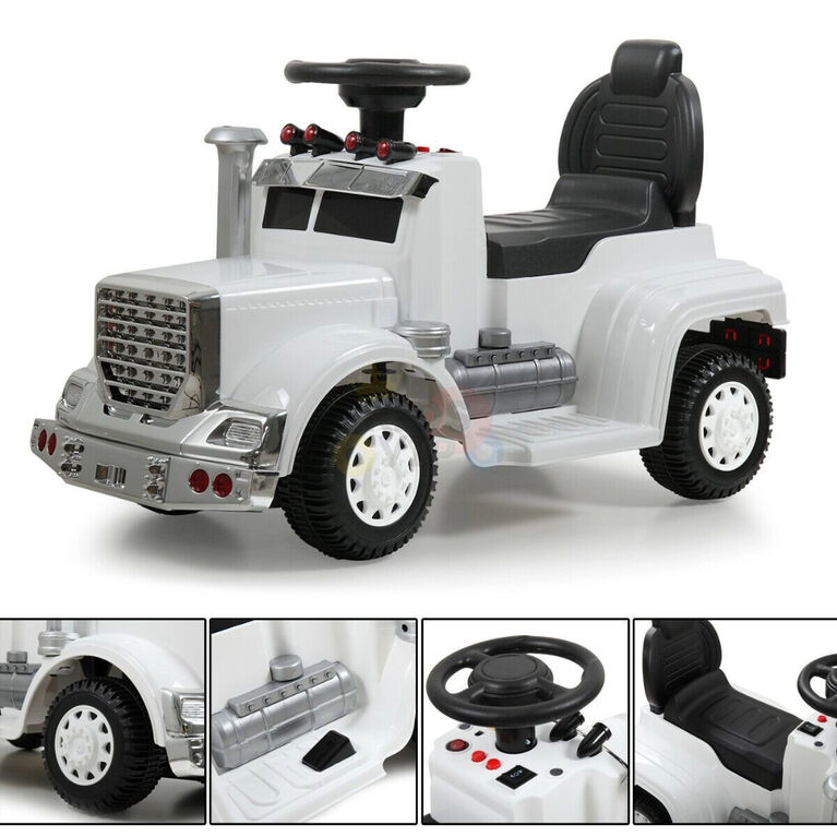 KidsVip 6V Kids and Toddlers Big Rig Ride on Push Truck 3 in 1 w/Side Guards, Handle, RC - White - English Edition