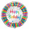 Ballon aluminium rond, 18 " - Rainbow Ribbons Birthday - Édition anglaise