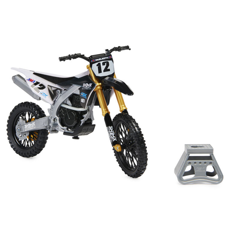 Supercross, authentique réplique de moto en métal moulé à l'échelle 1:10 avec figurine du motocycliste Shane McElrath et socle d'exposition