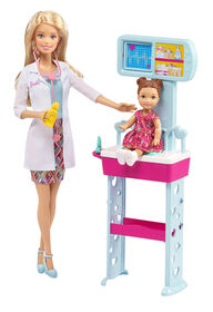 Barbie Carri&egrave;res - Poup&eacute;e P&eacute;diatre et coffret de jeu.