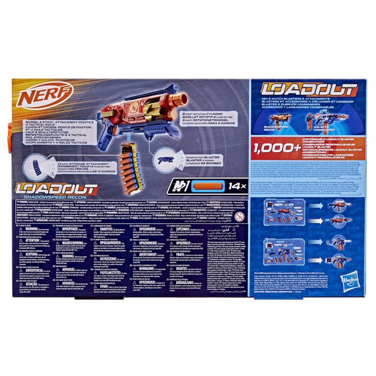 Nerf Loadout Shadowspeed Recon, blaster et 14 fléchettes N1