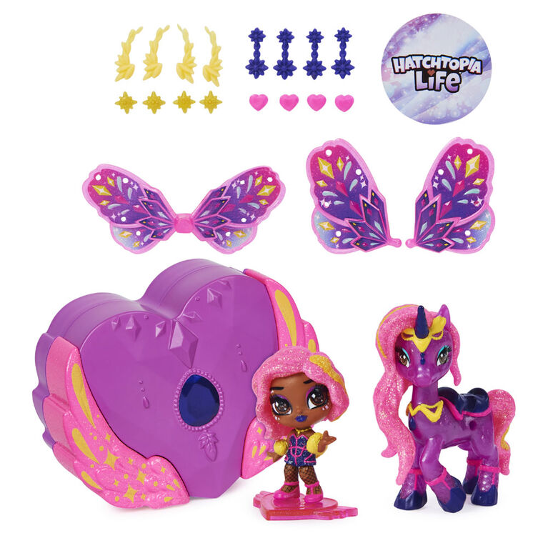 Hatchimals Pixies Riders, Wilder Wings Starlight Pixie and Unicorn Glider with 16 Wing Accessories (Style May Vary)