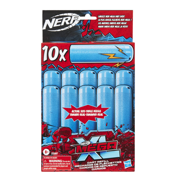 Nerf Mega XL Dart Refill, Includes 10 Nerf Mega XL Whistler Darts