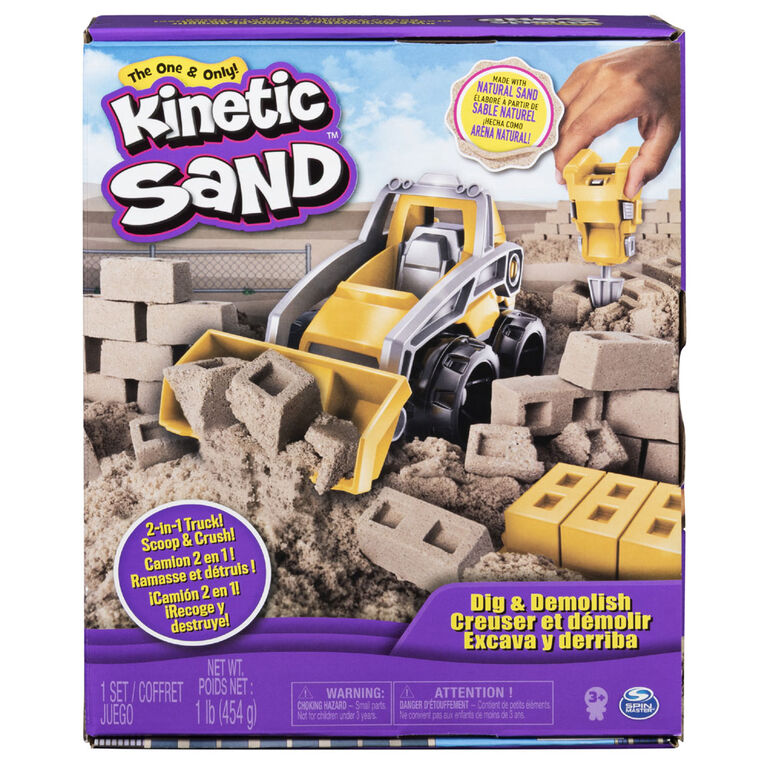 Kinetic Sand, Coffret Camion pour creuser et démolir avec 454 g de Kinetic Sand