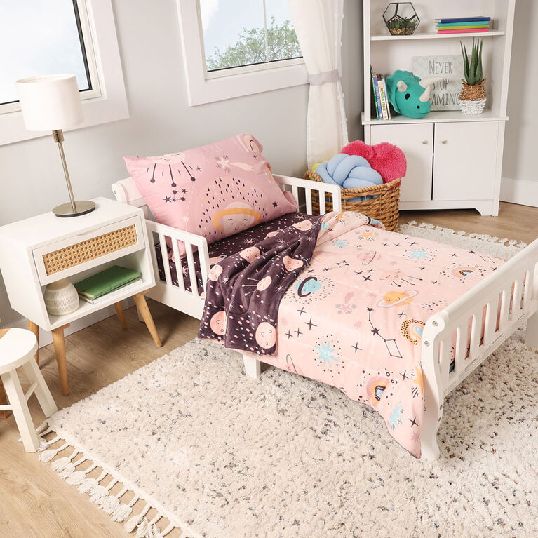 3-Piece Toddler Bedding Set, Pink Science