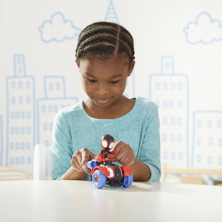 Marvel Spidey and His Amazing Friends, figurine Miles Morales avec Techno-quad
