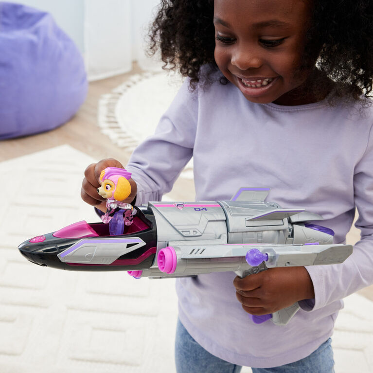 PAW Patrol : La Super Patrouille le film, Avion de sauvetage transformable avec figurine articulée Stella Super Patrouille, sons et lumières