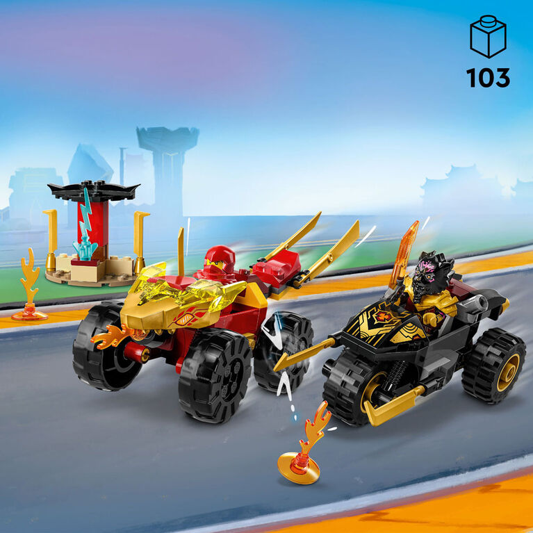 LEGO NINJAGO Le combat en voiture et en moto de Kai et Ras 71789 Ensemble de jeu de construction (103 pièces)