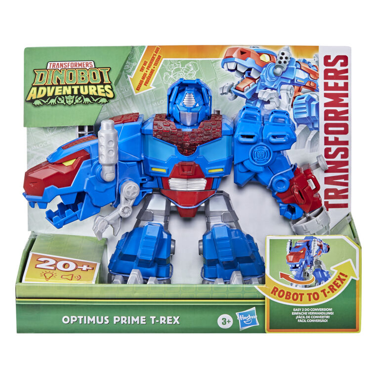 Transformers Dinobot Adventures, jouet convertible Optimus Prime T-Rex avec sons et lumières