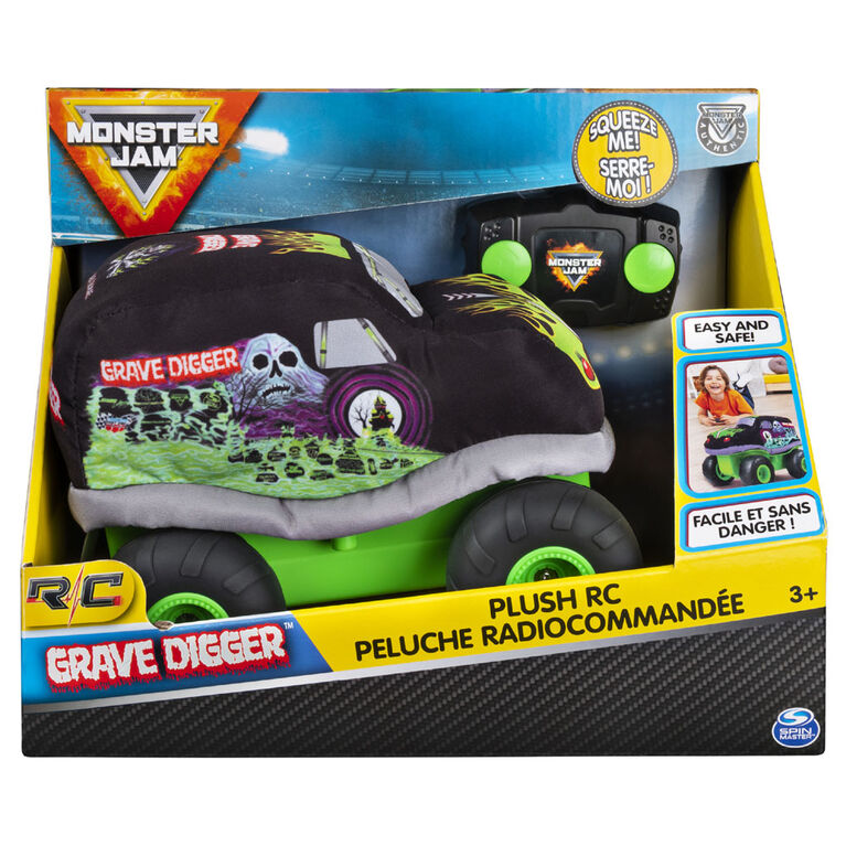 Monster Jam, Official Grave Digger Plush Remote Control Monster Truck with Soft Body and 2-Way Steering