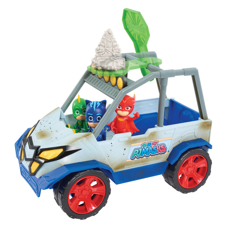 PJ Masks Dino Trouble Off Roader Rescue Vehicle, Includes Dinosaur and Catboy Figures - English Edition