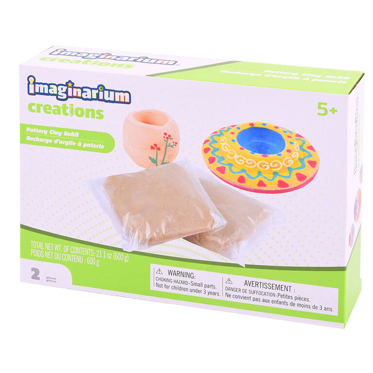 Notre exclusivité, uniquement chez Toys"R"Us Canada - Imaginarium Creations - Recharge d'argile à poterie poterie - 2 pièces<br><br><li>Argile à poterie séchant à l'air (600 g)</li><li>Comprend: 2 paquets de 300 g d'argile à poterie</li>