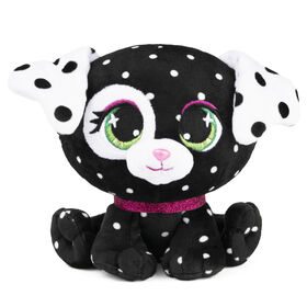 P.Lushes Designer Fashion Pets Dottie Woofington Premium Dog Stuffed Animal Soft Plush with Glitter Sparkle, Black and White, 6"