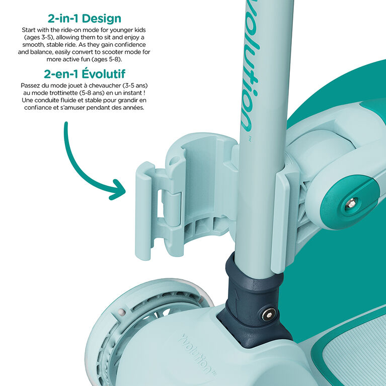 Yvolution Glider 2in1 3-wheel Scooter & Ride-On - Teal