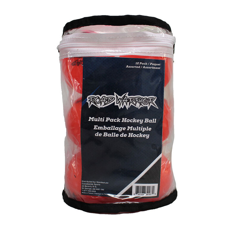 Road Warrior 12 Pack Street Hockey Ball- Assorted