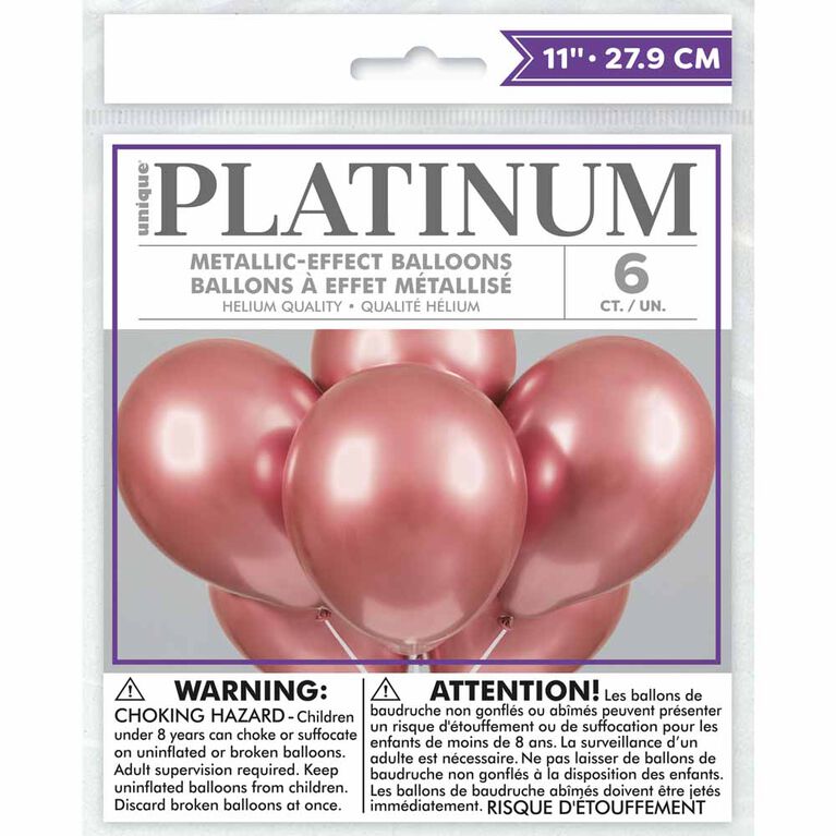 Rose Gold Platinum 11" Latex Ballon, 6ct