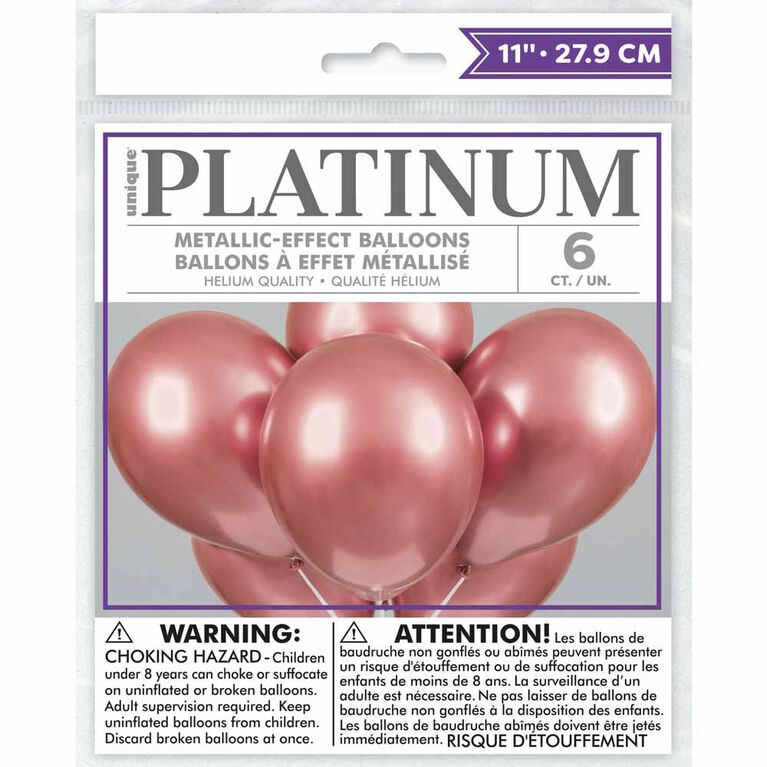 6 11`` Ballons De Platine En Latex, Couleurs Variées - Or Rose