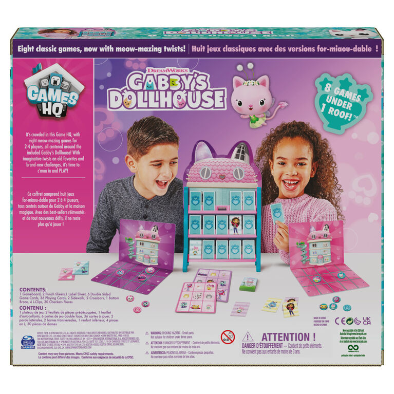 Gabby's Dollhouse, Games HQ, Dames, Morpion, Jeu de mémoire, Va à la pêche, Cartons de loto, Jeux de société, Jouet pour enfants, Netflix, Accessoires de fête