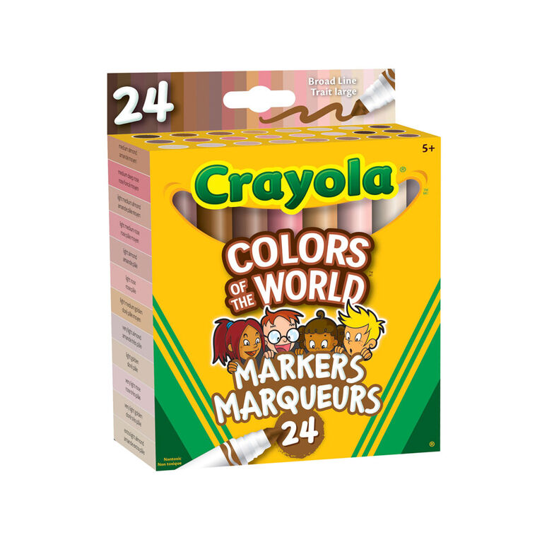 Marqueurs à trait large aux couleurs de la peau Colors of the World Crayola, boîte de 24