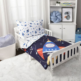 2-Piece Toddler Bedding Set including Comforter and Pillowcase, Space