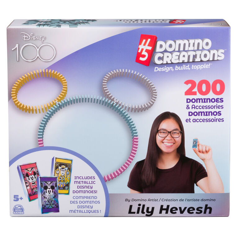 Disney 100e anniversaire, H5 Domino Creations, 200 dominos et accessoires créés par l'artiste domino Lily Hevesh, cadeaux Disney